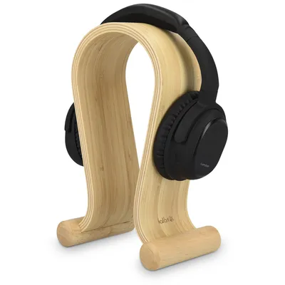 Produktbild von kalibri Kopfhörerhalter Kopfhörerständer Universal Holz - Kopfhörer Halter Headset Halterung - On Ear Headphone Stand - Bambus  Holz in Hellbraun