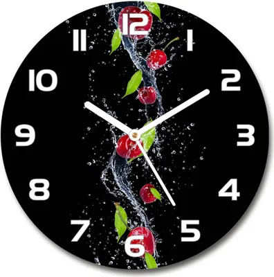 Produktbild von Wanduhr aus Glas 30fi Glasbild Glasuhr Gehärtetes Glas - weisse-zeiger - Cherries