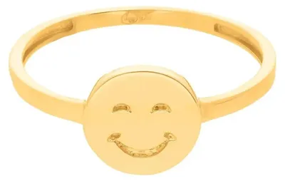 Produktbild von SuzanGold Goldring Damen Echtgold Smiley Ring 375 Gelbgold mit Smiley-Motiv