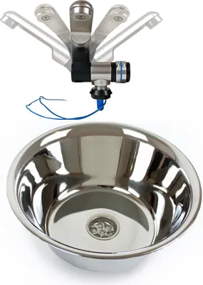 Immagine prodotto di Lavello in acciaio inox da campeggio lavabo 24cm Ø rubinetto yacht barca womo