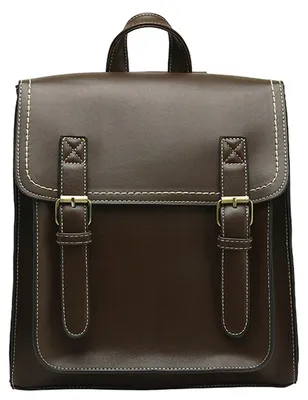 Produktbild von Lederrucksack für Damen, Vintage-Rucksack aus Kunstleder, ideal für Uni und Schule, Kaffee