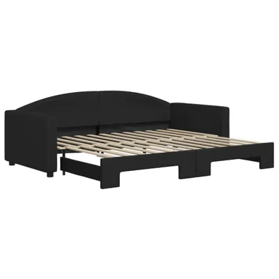 Image de Lit de jour avec gigogne sans matelas noir 90x200 cm