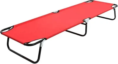 Produktbild von Klappbare Sonnenliege Rot Stahl Gartenliege Klappbar Sonnenliegen