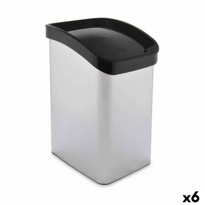 Obrázek produktu pro Plastový odpadkový koš stříbrné barvy 12 l (6 kusů)