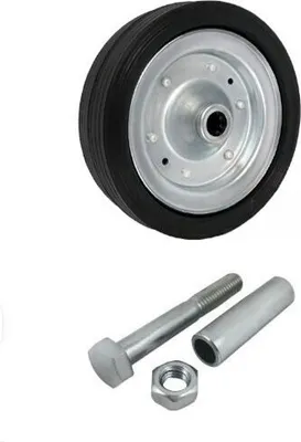 Obrázok produktu pre Kovovo-gumové kolesá Gumové náhradné koleso 180 mm s montážnou sadou / 160 kg Plné gumové pneumatiky Oceľové ráfiky Prepravné kolieska (51)
