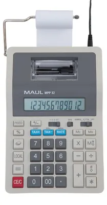 Immagine prodotto di Calcolatrice da tavolo MAUL stampa MPP 32 Display LCD a 1 riga, 12 cifre alimentazione a batteria 28 x 15,5 x 7,5 cm grigio