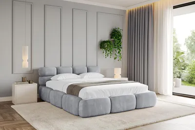 Produktbild von ALTDECOR Polsterbett mit Bettkasten NOMA v1 - 120x200 Hellgrau - Bett ohne Matratze, Doppelbett mit Stauraum und Latternrost, Boxbett mit Kopfteil