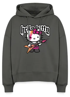 Produktbild von Spreadshirt Hello Kitty E-Gitarre Rock Style Frauen Boxy Organic Hoodie, S, Anthrazit