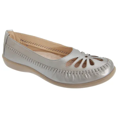 Produktbild von Boulevard Damen Ballerinas / Schuhe mit Lochmuster DF446 (42 EU / 8UK) (Zinn)