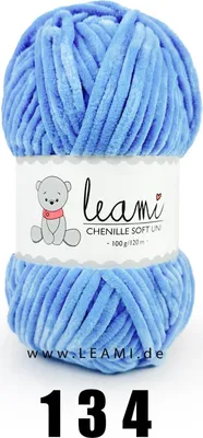Produktbild von LEAMI Chenille Soft UNI (100g/120m) 134 pastellblau