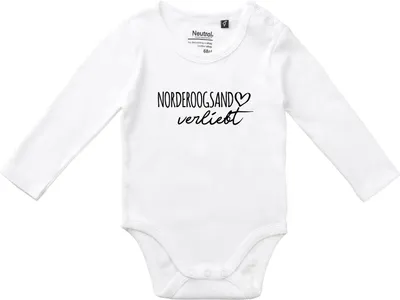 Produktbild von Huuraa Baby Body Norderoogsand verliebt 74 White  Baumwolle Fairtrade Langarmbody Geschenkidee