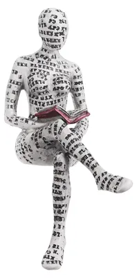 Lesende Frauenfigur aus Harz, abstrakte Denker-Skulptur, Bücherwurm-Deko