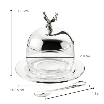 Produktbild von EDZARD Marmeladenglas Hirsch (Höhe 11 cm, Ø 10 cm) edel versilbert