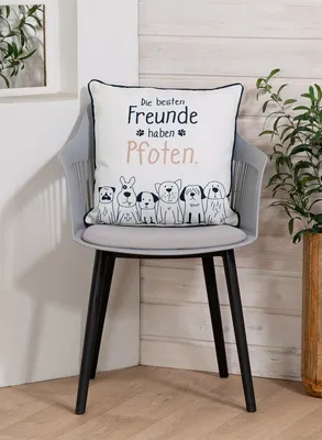 Produktbild von Gilde Kissen, quadratisch, Hundebande, Hundmotiv, Spruch, Polyester, weiß, VE 3 Höhe: 45.00 cm Breite: 45.00 cm Tiefe: 15.00cm 47516
