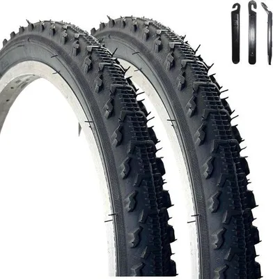 Productafbeelding van Fietsbanden Zwart - Vee Banden - Fietsen Onderhoud - Inclusief Bandenlichters - 16 Inch - Zwart