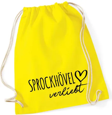 Produktbild von Huuraa Turnbeutel Sprockhövel verliebt 12 Liter Yellow Baumwolle Rucksack Geschenkidee