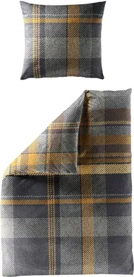 Produktbild von JACK by Bierbaum Biber Bettwäsche 2 tlg. 135x200cm Strickmuster Ocker Gold Rost Grau Anthrazit