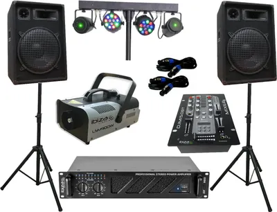 Produktbild von PA Party Lautsprecher Verstärker BT Mixer Stativ Lichtset Nebelmaschine 1680 W