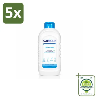 Zdjęcie produktu dla 5 sztuk żelu pod prysznic i do kąpieli Sanicur Original – 1000 ml – opakowanie zbiorcze