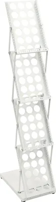 Zdjęcie produktu dla Stojak na broszury - Składany stojak na czasopisma - Format A4 - 4 przegrody - Przenośny - Żelazna rama - 36×27×132 cm - Biały