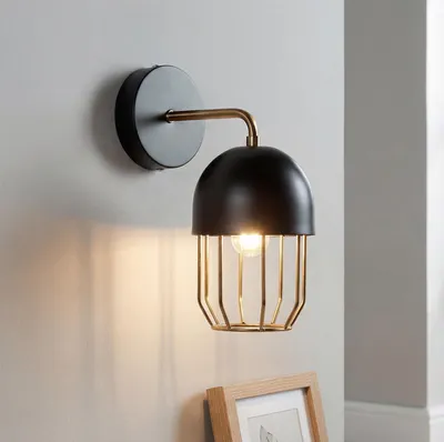 Immagine prodotto di Lampada da parete interna L: 11 cm Oro Nero E14 Metallo Lampada da parete Corridoio Soggiorno