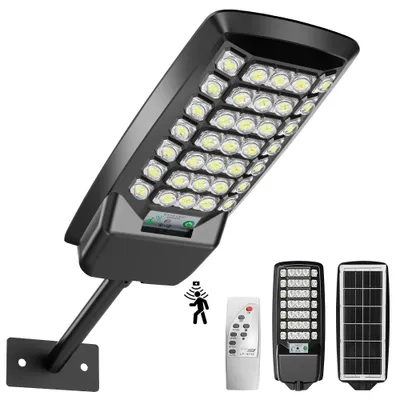 Immagine prodotto di Lampione solare - Lampada da parete a LED - 800 W - Sensore di movimento - Telecomando - Grado di protezione IP65 (resistente all'acqua) - Confezione da 1 pezzo
