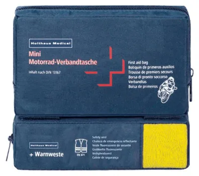 Produktbild von Mini Motorrad Verbandtasche, , Inhalt nach DIN 13 167 + Warnweste - B07GPT4TY3 | Packung (1 Stück)