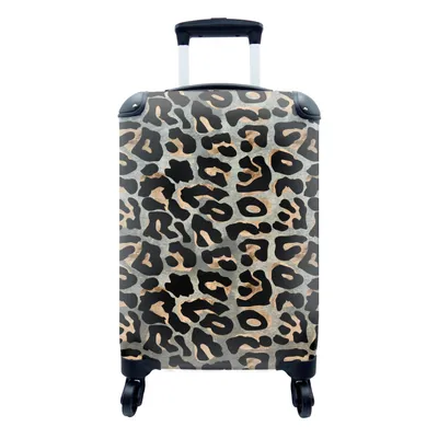 Produktbild von MuchoWow® Koffer Handgepäck Trolley Rollkoffer Kleine Reisekoffer mit 4 Rollen - Pantherdruck - Schwarz - Grau - Cabin Size < 55x40x23 cm & 55x40x20 cm - Fotokoffer - Kabinenkoffer - Boardgepäck - Reise-Box - Reisekoffer - Reisegepäck - Koffer mit Bild - Trolley für Kinder