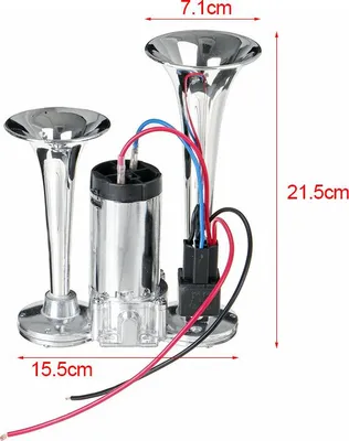 Productafbeelding van Dubbele luchthoorn, 12V, 600 dB, elektrische trompetset voor grote vrachtwagens en bussen