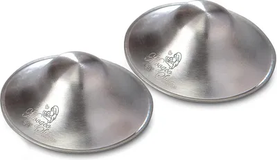 Produktbild von MOOGCO Silberhütchen aus massivem Sterlingsilber - Schutz für wunde und entzündete Brustwarzen - Brustwarzen-Schutz für stillende Mütter - XL