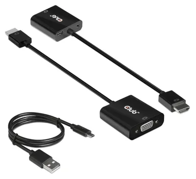 Image de Club3d CLUB3D CAC-1302 adaptateur de câble vidéo 0,5 m HDMI Type A (Standard) VGA (D-Sub) Noir