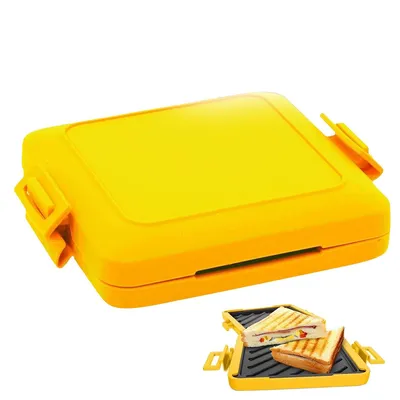 Produktbild von Kabelloser Mikrowellen-Sandwich-Maker, Toastie-Maker für die Mikrowelle, Antihaft-Sandwichzubereiter für knusprige Toasts, 17x14x3cm, Gelb