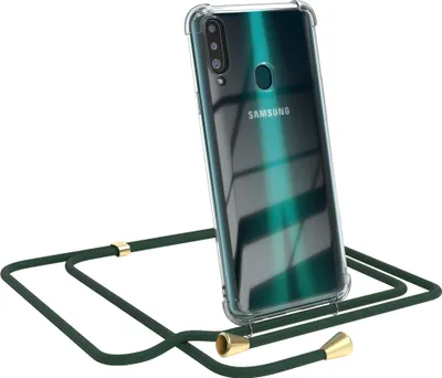 Produktbild von EAZY CASE Handykette kompatibel mit Samsung Galaxy A20s, Handyhülle mit Umhängeband, Handykordel, Schutzhülle Clear, Band in Grün