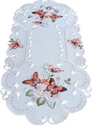 Produktbild von Tischläufer Schmetterlinge Motiv Stickerei oval 40x90 cm
