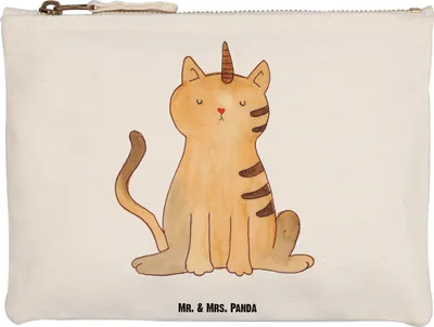 Produktbild von Mr. & Mrs. Panda Waschtasche Einhorn Katze Grösse XL Große - Weiß - Geschenk, Glitzer, Regenbogen, Pouch, Kulturtasche, Federmappe, Kulturbeutel, Mieze, Etui, Unicorn