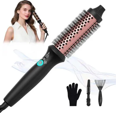Produktbild von Hitzebürste – Lockenbürste – Glätteisen – Haartrockner für den Heimgebrauch – Schnelle Aufheizzeit: 30 Sekunden – 32 mm – Rosa, Schwarz