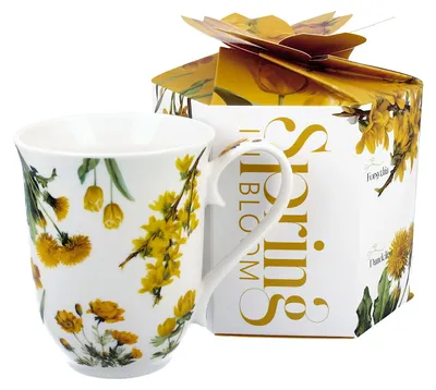 Obrázok produktu pre Porcelánový hrnček Yellow Flowers v dekoratívnej krabičke