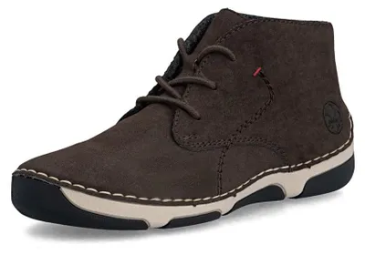 Zdjęcie produktu dla Botki damskie Rieker, przeszycia dekoracyjne, sznurowanie przez 3 oczka, jednolity kolor, model 55929, rozmiar: 37 EU, kolor: brązowy