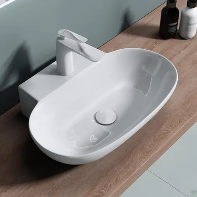 Produktbild von doporro Waschbecken 56x38,5x12cm Aufsatzwaschbecken aus Keramik in weiß inkl. Nano-Versiegelung Brüssel899