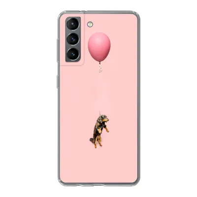 Produktbild von MuchoWow® Handyhülle Schutzhülle Hülle für Samsung Galaxy S21 Dackel schwebt durch einen Ballon nach oben Silikon Softcase Handy Hülle - Softcase