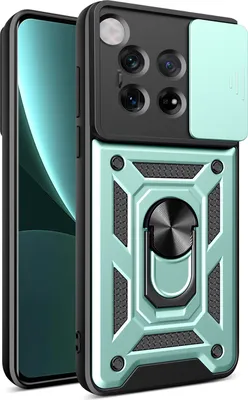 Obrázek produktu pro Pouzdro pro OnePlus 12, TPU Nárazník Silikonové Pouzdro s Kroužkem Stojánek, Ochrana Kamery Zelený