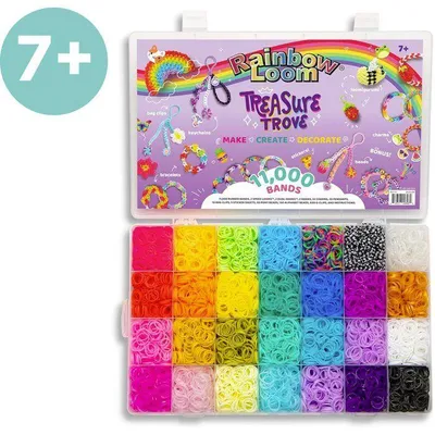 Produktbild von DIY Armband-Set , Rainbow Loom Treasure Trove , 11000 Gummibänder , 28 Farben , Inklusive Zubehör