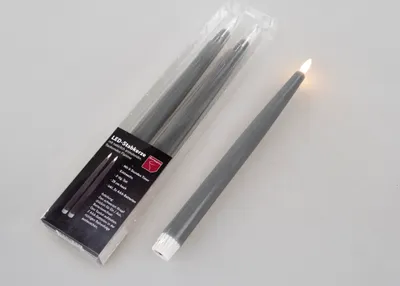 Produktbild von 2er Set LED Spitzkerzen, Stabkerzen RUSTIK grau H. 28cm mit Timer Formano WA