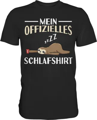 Produktbild von Offizielles Schlafshirt Nachthemd Schlafanzug Pyjama Faultier T-Shirt – Black / S