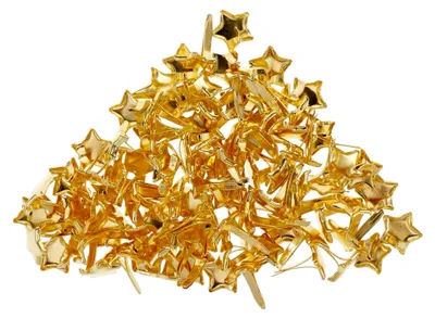 Produktbild von 100 Stück goldfarbene metallische Fünfeck-Nieten für Kleidung, Hüte und Bastelprojekte