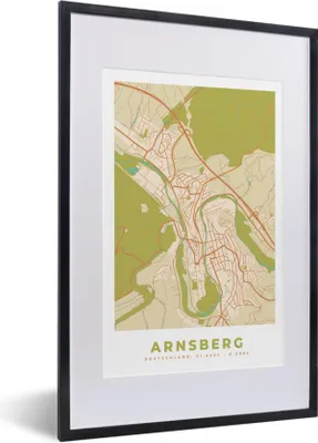Produktbild von MuchoWow® Gerahmtes Poster Karte - Arnsberg - Jahrgang - Karte 40x60 cm - Poster mit Schwarzem Bilderrahmen Wandposter Rahmen Foto Bilder - Poster in Rahmen