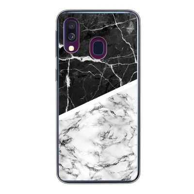 Produktbild von MuchoWow® Handyhülle Schutzhülle Hülle für Samsung Galaxy A40 Marmor - Schwarz - Weiß Silikon Softcase Handy Hülle - Handy-Tasche