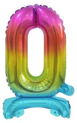 Image de Ballon en aluminium en forme de chiffre 0, multicolore arc-en-ciel, debout