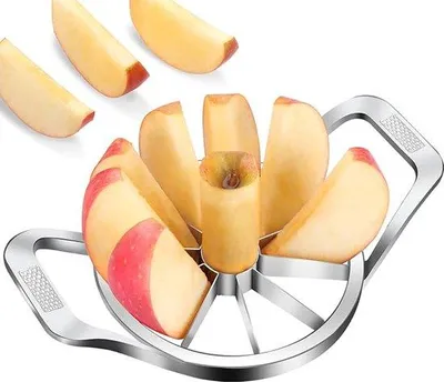 Immagine prodotto di Tagliafrutta in acciaio – Tagliafrutta con estrattore di torsoli – Tagliaperle – Strumento per sbucciare, tagliare e rimuovere i torsoli – Taglia mele e patate in 10 pezzi – Tagliafrutta con estrattore di torsoli