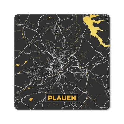 Produktbild von MuchoWow® Mauspad Mousepad Deutschland - Schwarz und Gold - Plauen - Stadtplan - Karte 20x20 cm - Mousepads - Maus Mat - Pad - Mausunterlage - Desk Mat - Bureauartikeln